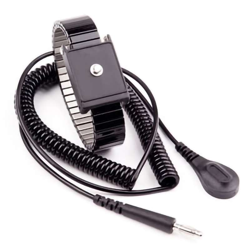 Metal Wrist Band, Coil Cord Set, 12ft, Machined Male Snap 4mm